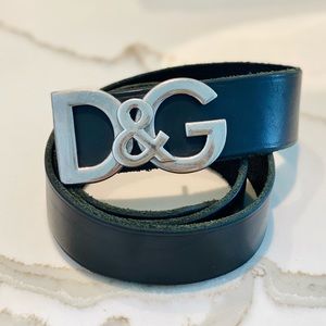 D&G Men's Leather Belt w/ Logo Buckle